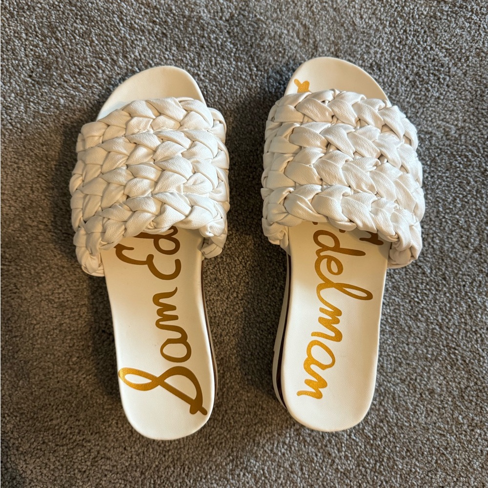 Sam Edelman White Braided Slide Sandals